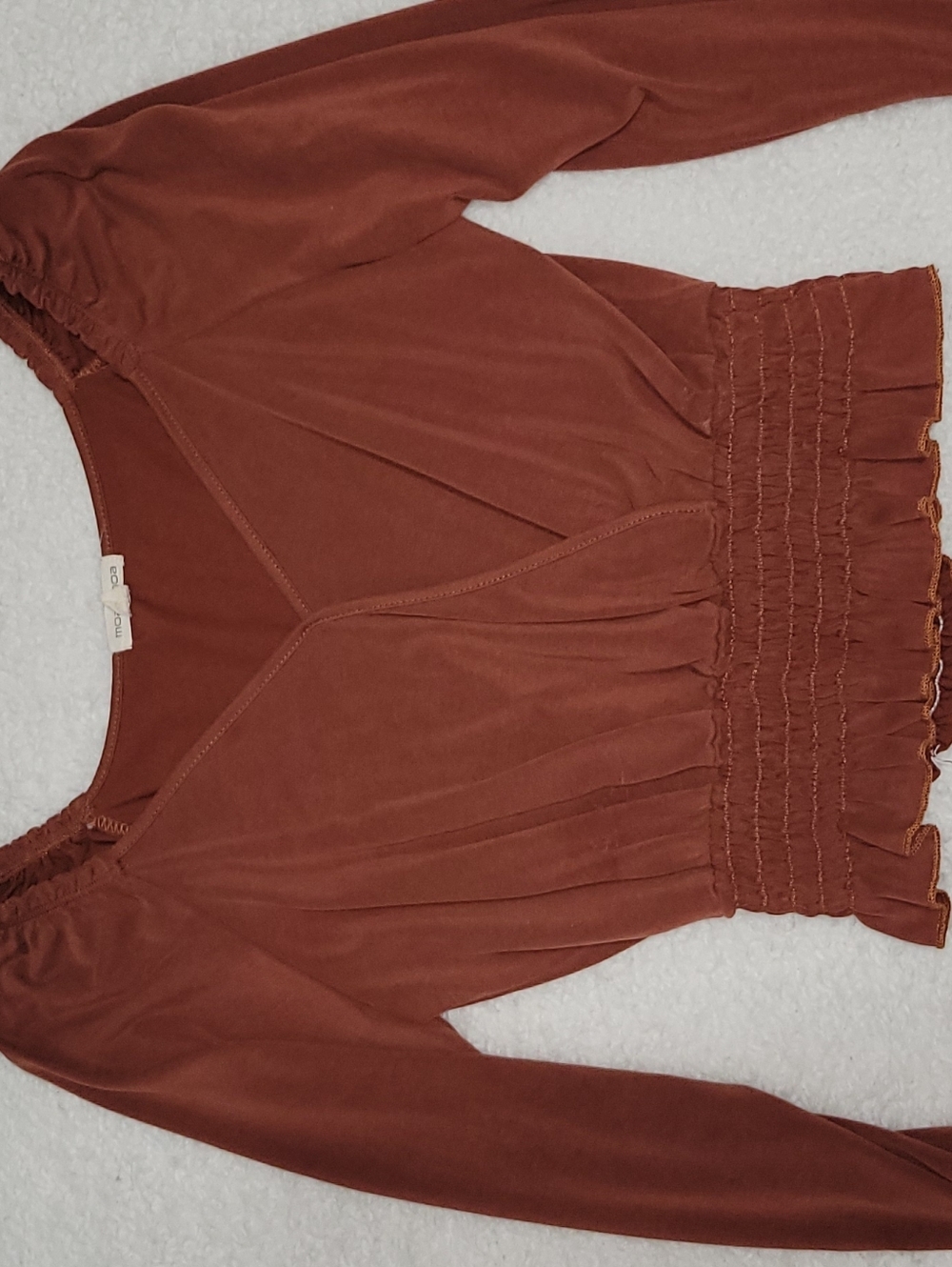 Moa Moa Rust Brown Long Sleeve Blouse